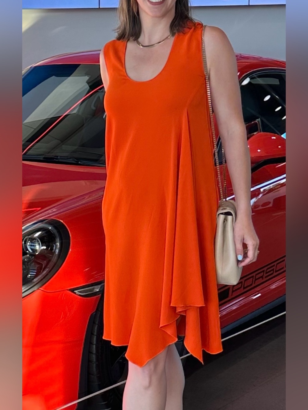 Stella McCartney Carrot Red Asymmetrical Dress